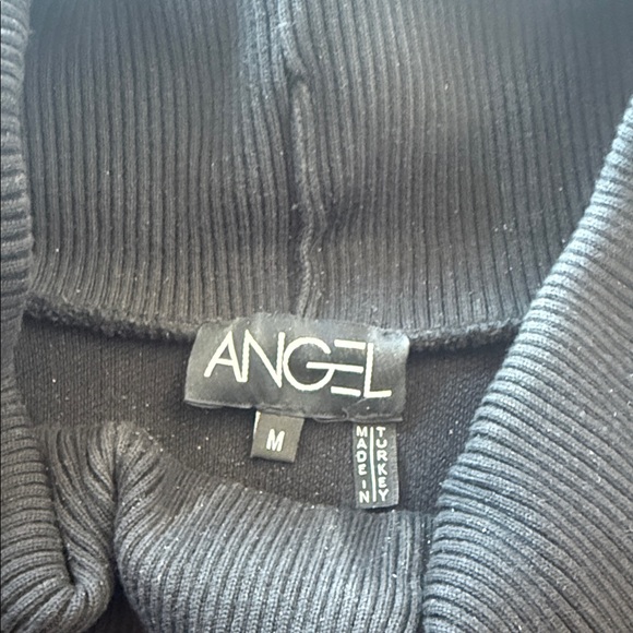 Angel Black and Cream Geometric Women's Turtleneck Sweater - Picture 2 of 4